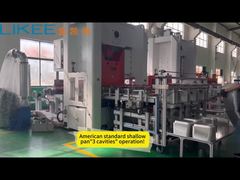 T130 machine producing American standard shallow pan operation