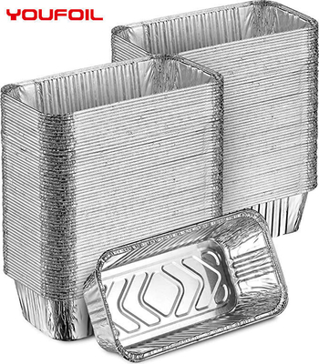 Buy Lightweight Rectangular Aluminum Foil Container Wrinkle Wall Disposable Food Container online manufacture