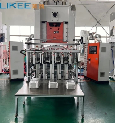 Buy WHITE ABD ORANGE C Frame Hydraulic Press Aluminum Foil Container Machine Automatic Wrapping Method online manufacture