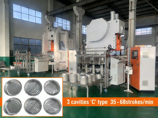 Buy LK-T63 Aluminum Foil Container Machine with Lithium Based Ester Lubrication, Durable C-Frame Construction, and 3-Cavity Mold Design online manufacture