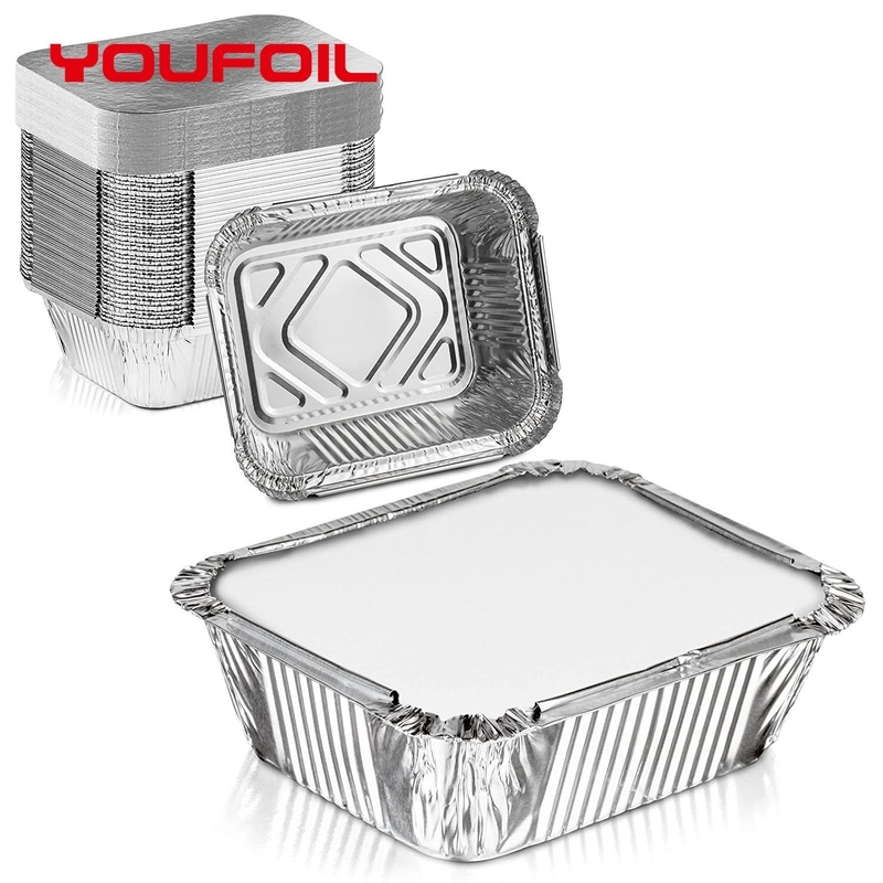 Clean Surface Nontoxic Disposable Aluminum Foil Tray 1 LB Foil Pan with Lid