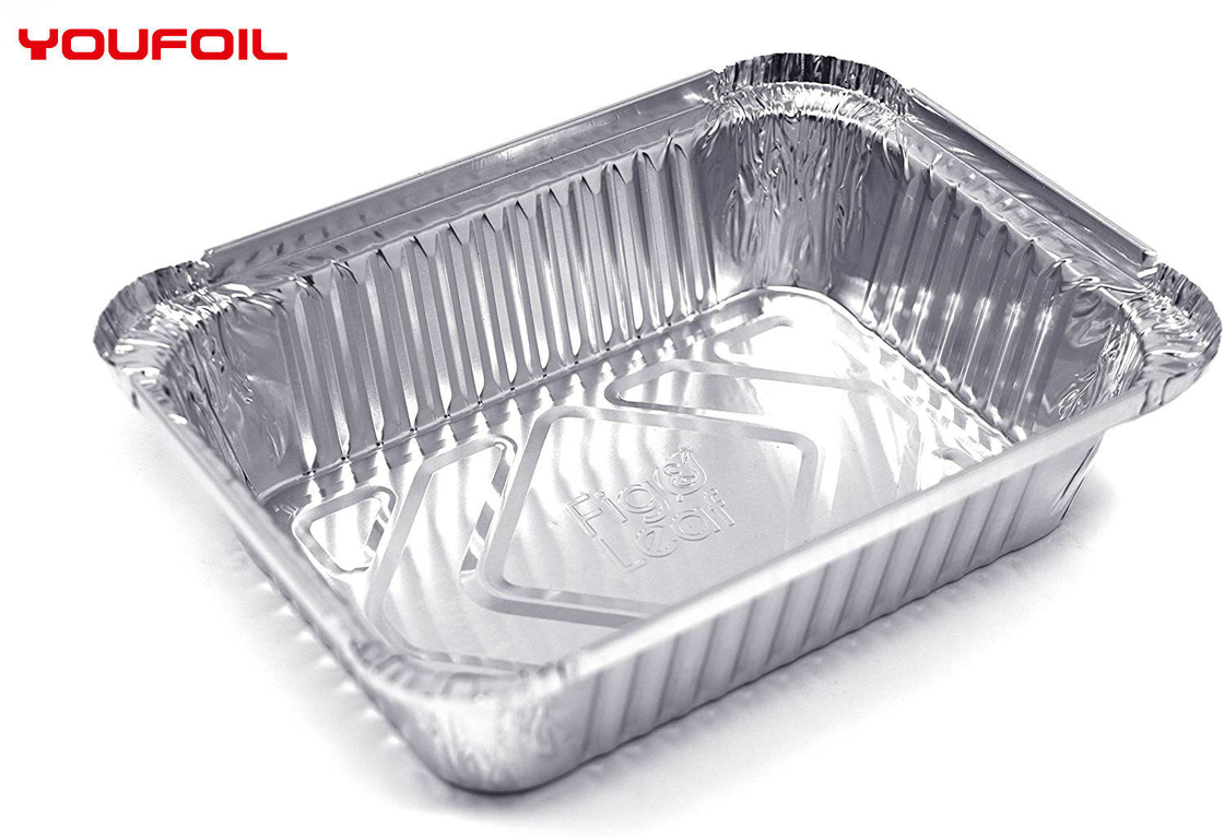 Recycled Aluminium Foil Food Container Rectangular Aluminum Tray OEM