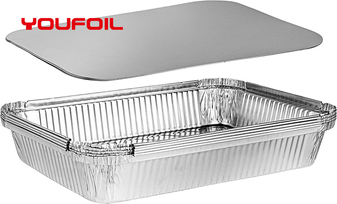 Large Barbecue Aluminium Foil Food Container With Clear Lids