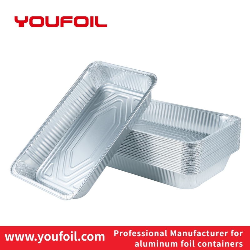 Barbecue Rectangular Food Grade Aluminium Foil Food Container With Clear Lids