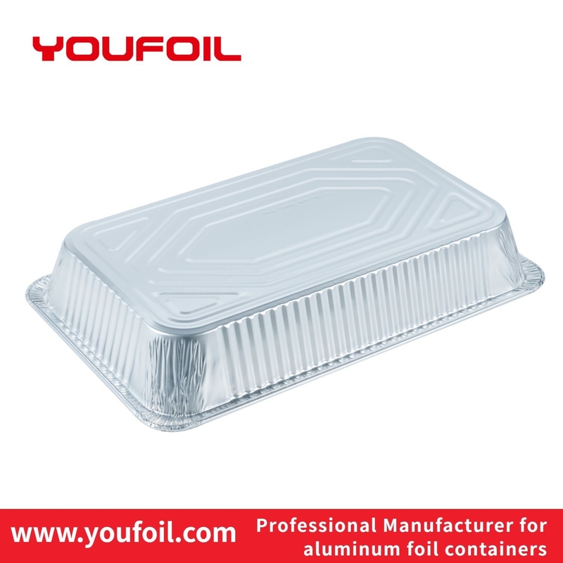 Barbecue Rectangular Food Grade Aluminium Foil Food Container With Clear Lids