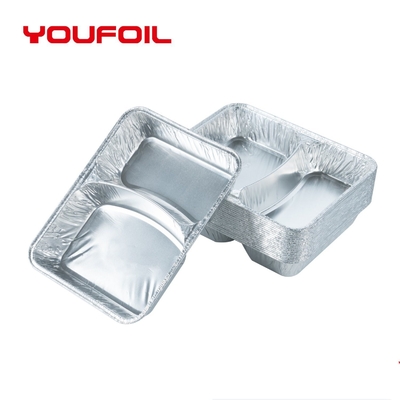 Takeout Disposable Aluminum Foil Container 2 Cavity Foil Pan