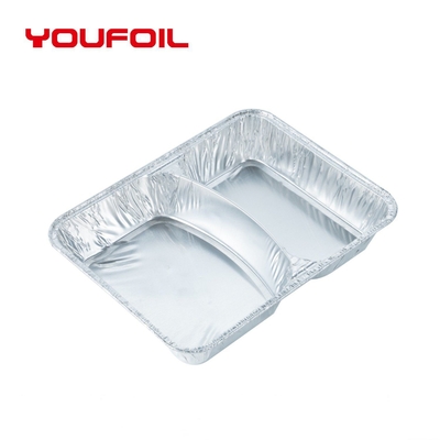Recyclable Healthy 2 Compartment Disposable Aluminum Foil Container for Catering