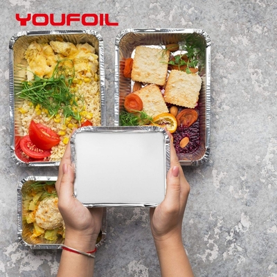Hot Selling Rectangular Disposable Aluminum Foil Container 1LB with Lid