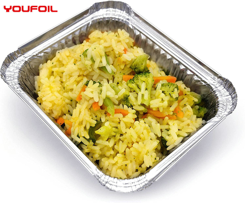 Recyclable Rectangular Aluminum Foil Disposable Food Containers Airline Catering