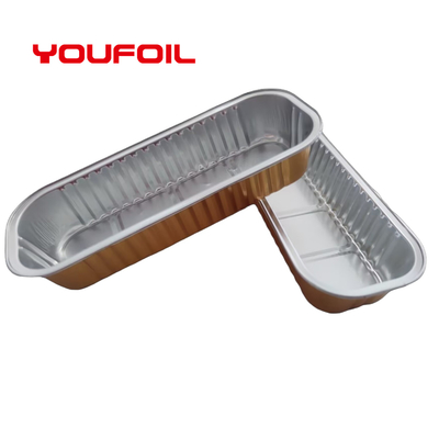 Recycled Material Rectangular Aluminum Foil Container For Food Baking Strip Cake