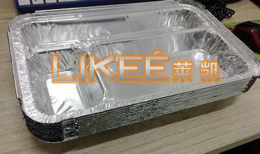 Silver Color 1800ml Aluminium Foil Food Container Multiple Compartment